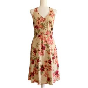 Ann Taylor Loft Dress Floral Halter Sleeveless Cotton Summer Dress Size 2